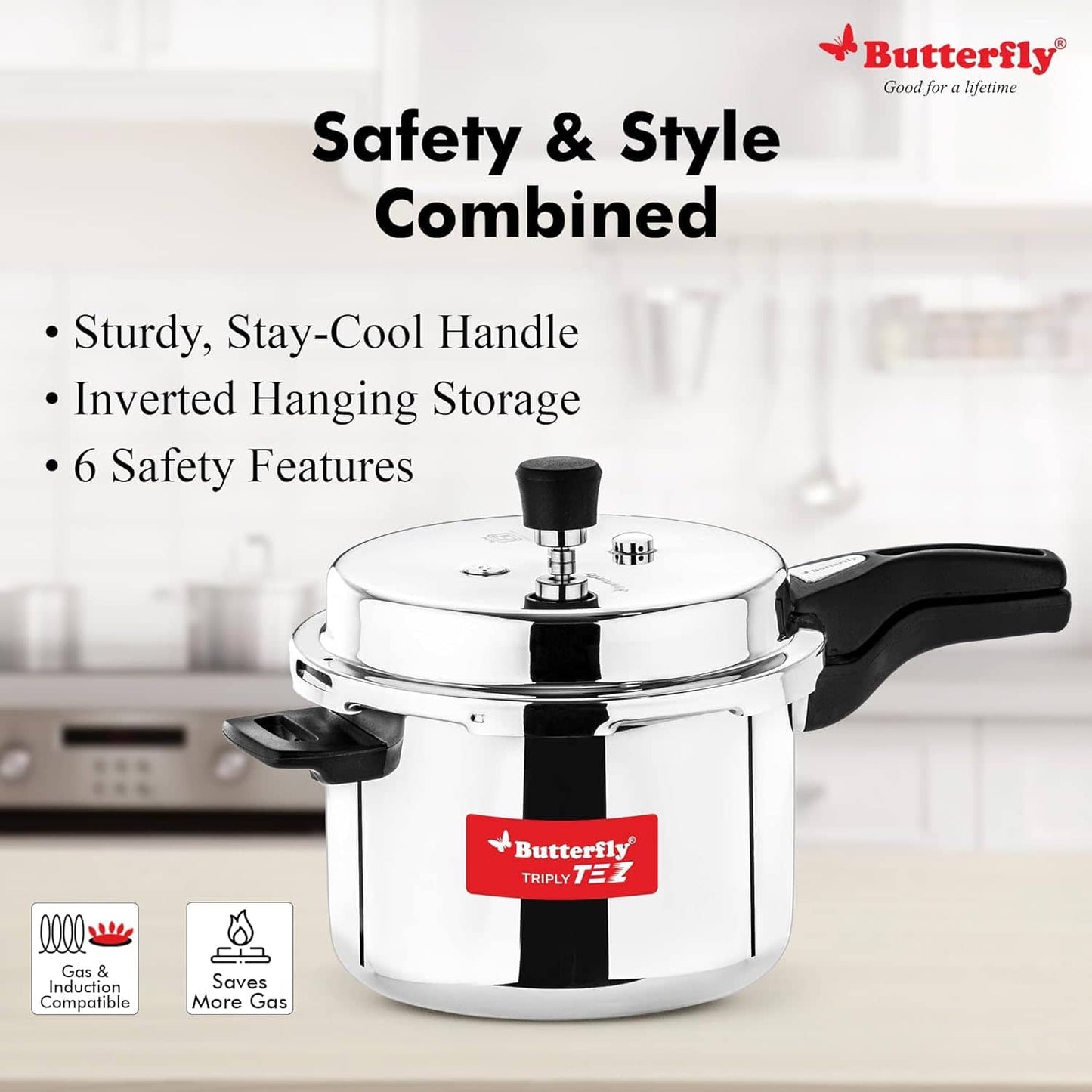 Butterfly 5L Tez Triply Pressure Cooker